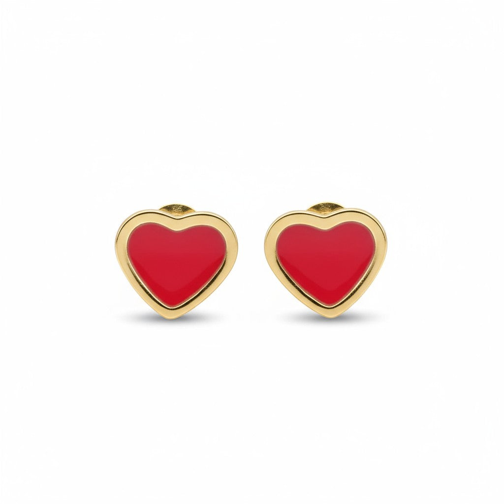 Heart Earrings in Stainless Steel with Enamel