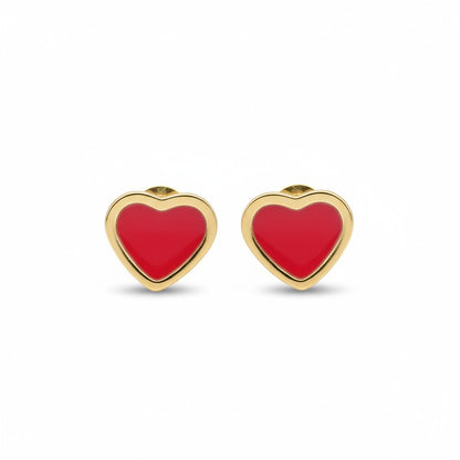 Heart Earrings in Stainless Steel with Enamel