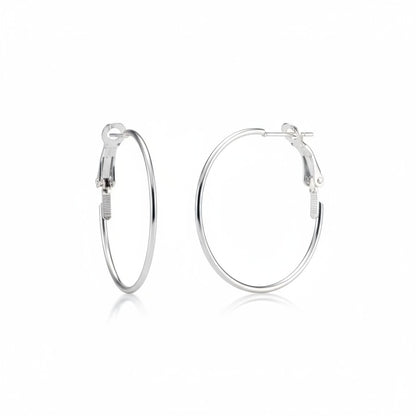 Metal Earrings Silver Colored 30mm Folding Hinge