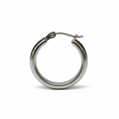 Boucles d'oreilles – Acier inoxydable couleur argent lisse brillant (20 mm)