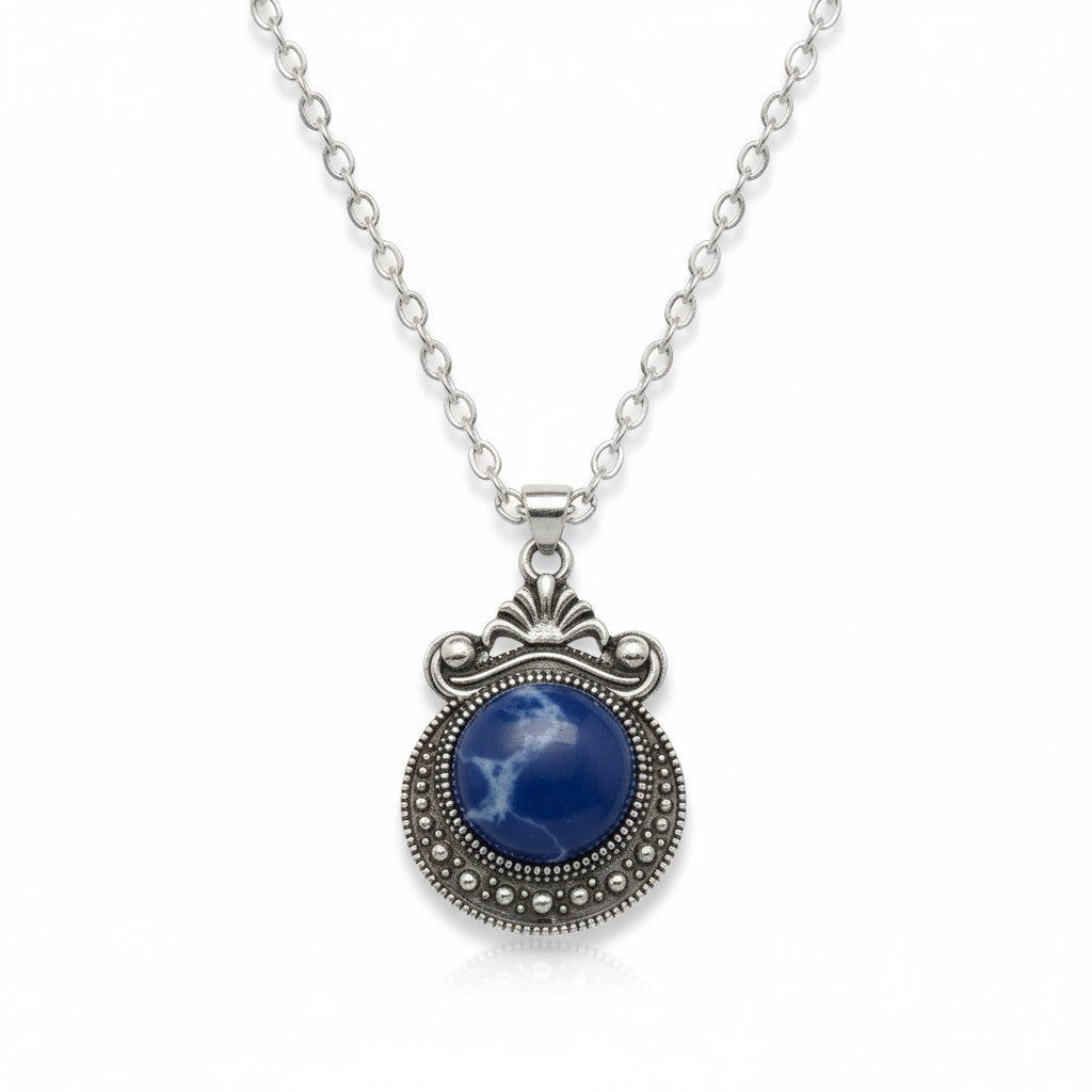 Collier bohème avec pierre bleue