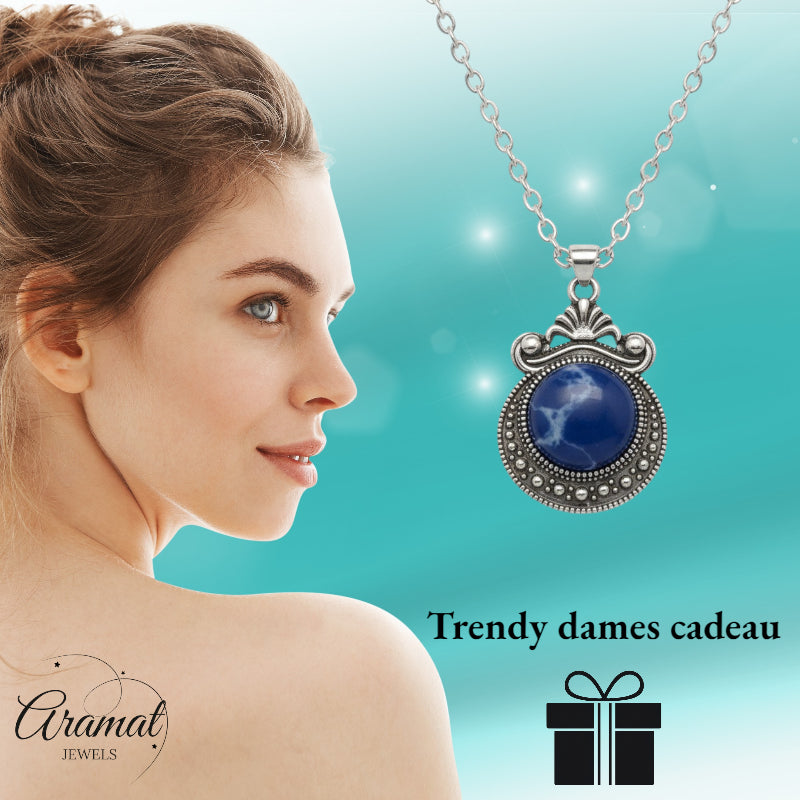 Collier bohème avec pierre bleue