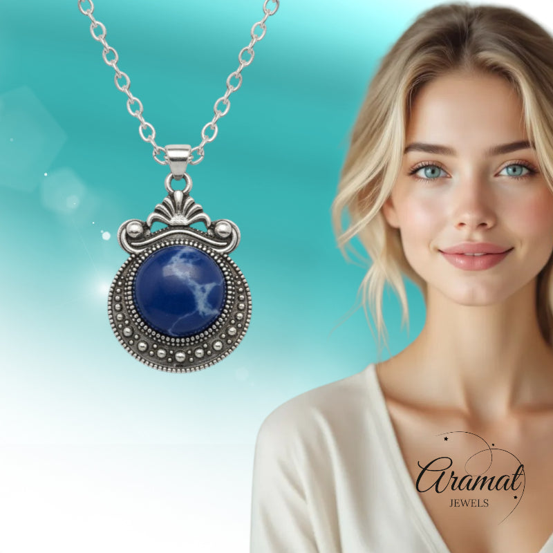 Collier bohème avec pierre bleue