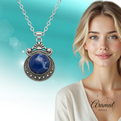 Collier bohème avec pierre bleue