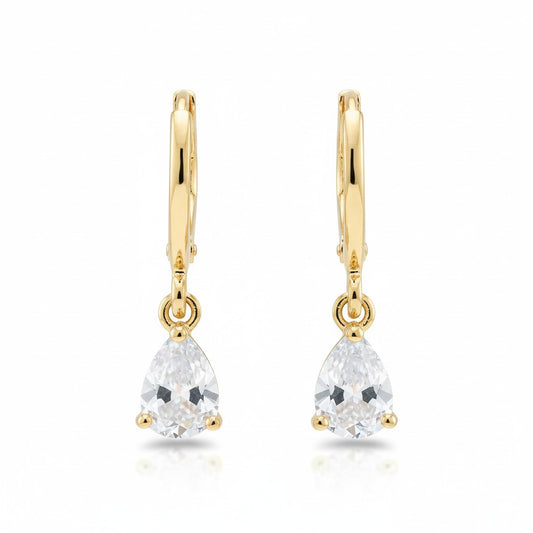 Gold-Colored Mini Earrings Girl – Transparent Zirconia – 10mm