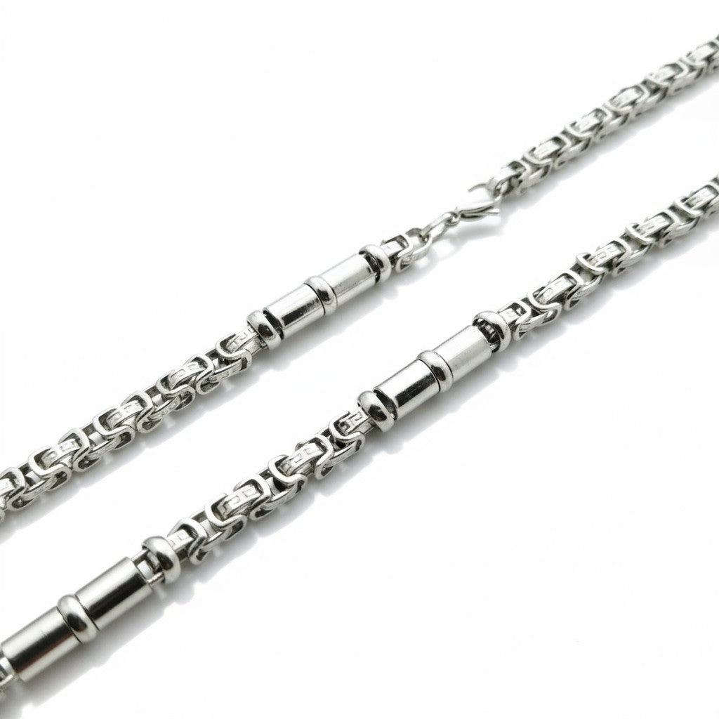 Steel King's Necklace with Versace Motif