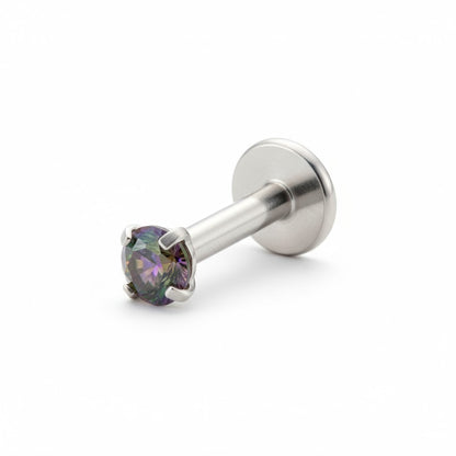 Helix Tragus Piercing Silver Multicolor Zirconia 3mm