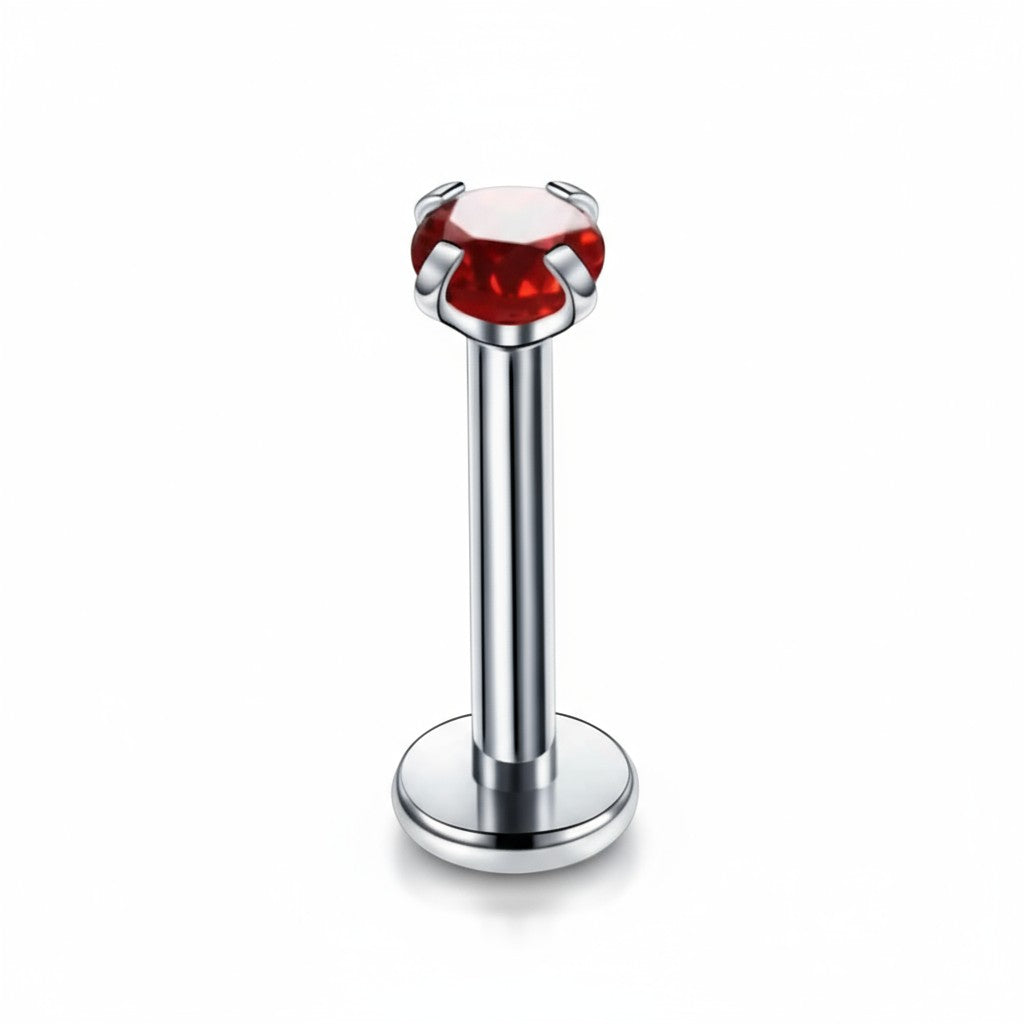 Helix Piercing Silver Color Red Zirconia 6mm 3mm