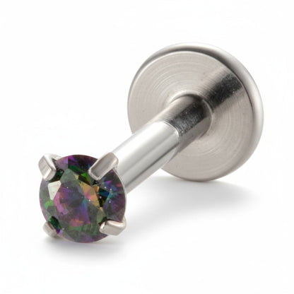 Helix Tragus Piercing Silver Multicolor Zirconia 3mm