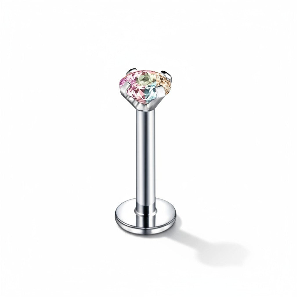 Tragus Helix Piercing Silver AB Zirconia 6mm 3mm