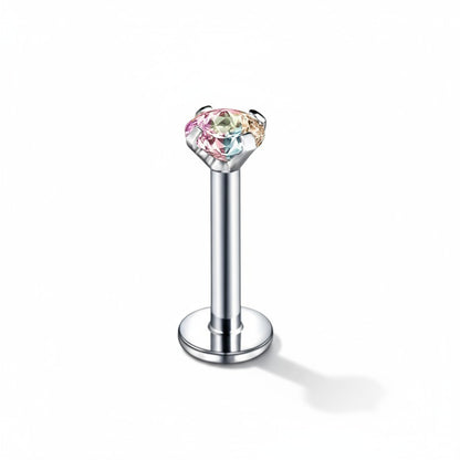 Tragus Helix Piercing Silver AB Zirconia 6mm 3mm