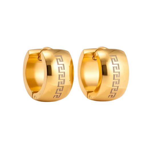 Earrings – Steel Greek Motif Gold-Colored (13mm)