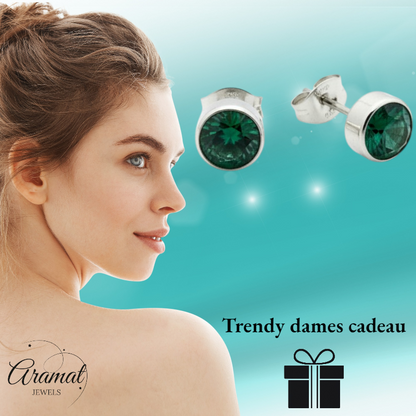 Green Zirconia Earrings Stainless Steel