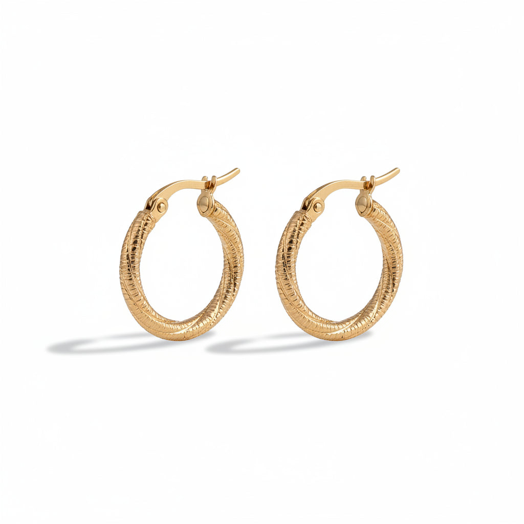Gold-Colored Glitz Swivel Hoops - Stainless Steel Earrings