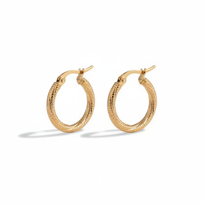 Gold-Colored Glitz Swivel Hoops - Stainless Steel Earrings