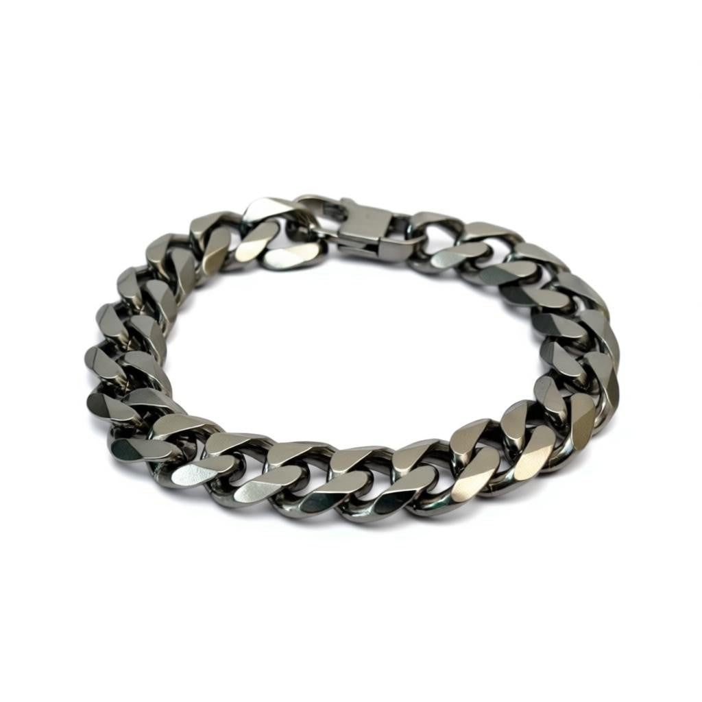 Stainless Steel Bracelet with Curb Cuban Link