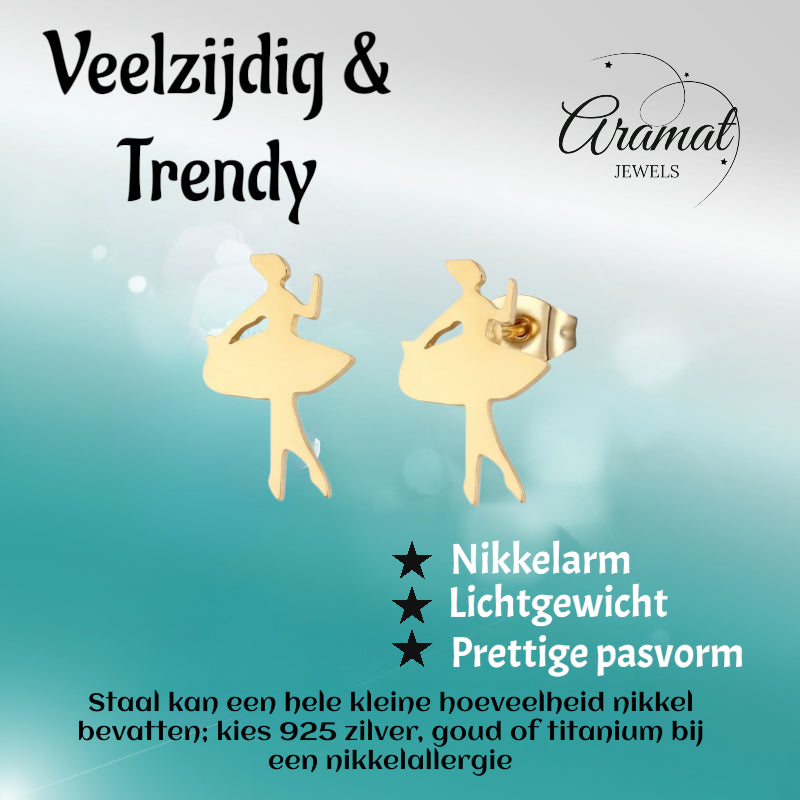 Boucles d'oreilles Dancer – Acier doré 10 x 6 mm