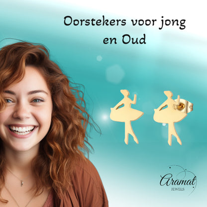 Boucles d'oreilles Dancer – Acier doré 10 x 6 mm