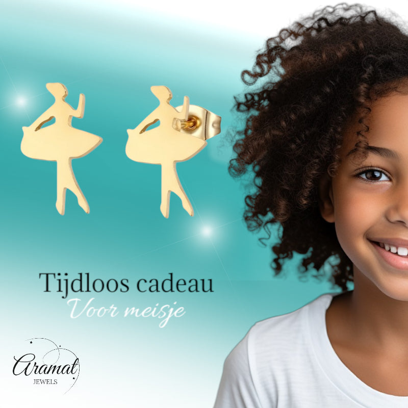 Boucles d'oreilles Dancer – Acier doré 10 x 6 mm