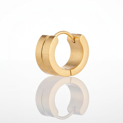 Stainless Steel Huggie Earrings Thin Slot Gold Color 13mm - Women
