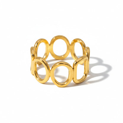 Open Ring met Ovale en Vierkante Schakels (Zilver- of Goudkleurig RVS)