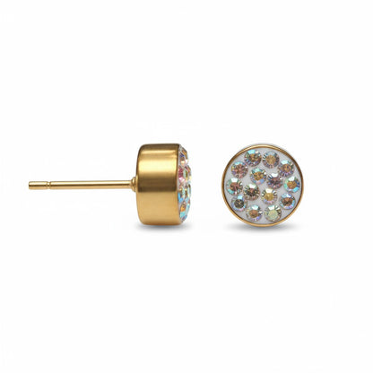 AB transparent stud earrings 6 mm – multicolor shine 