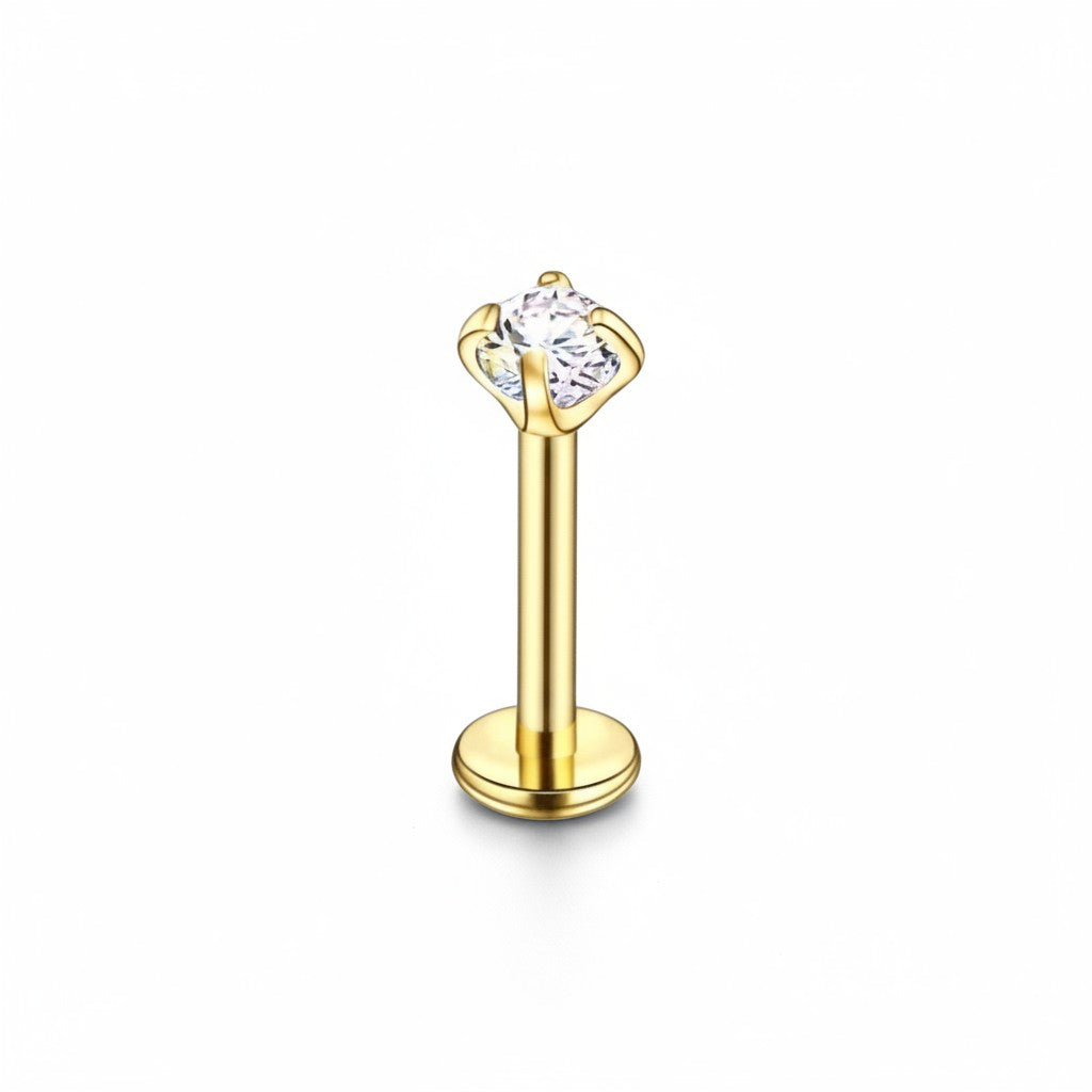 Tragus Helix Piercing Gold Color AB Zirconia 6mm 1.2mm