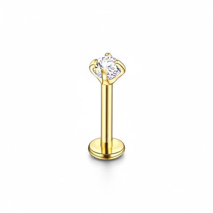 Tragus Helix Piercing Gold Color AB Zirconia 6mm 1.2mm