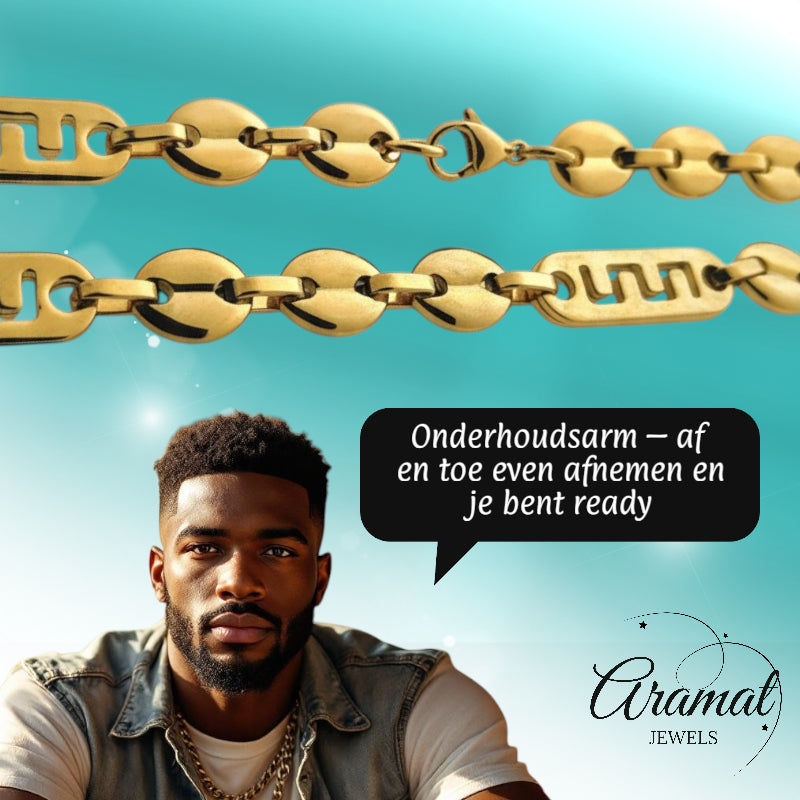 Steel Fantasy Necklace with Greek Motif