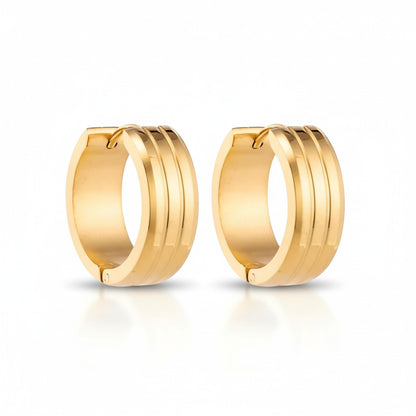 Stainless Steel Earrings with Double Stripes gold color