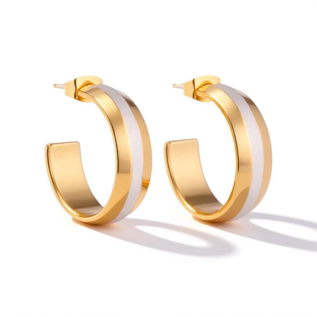 Stud Earrings – Steel Hoop Bicolor Matte (22mm)