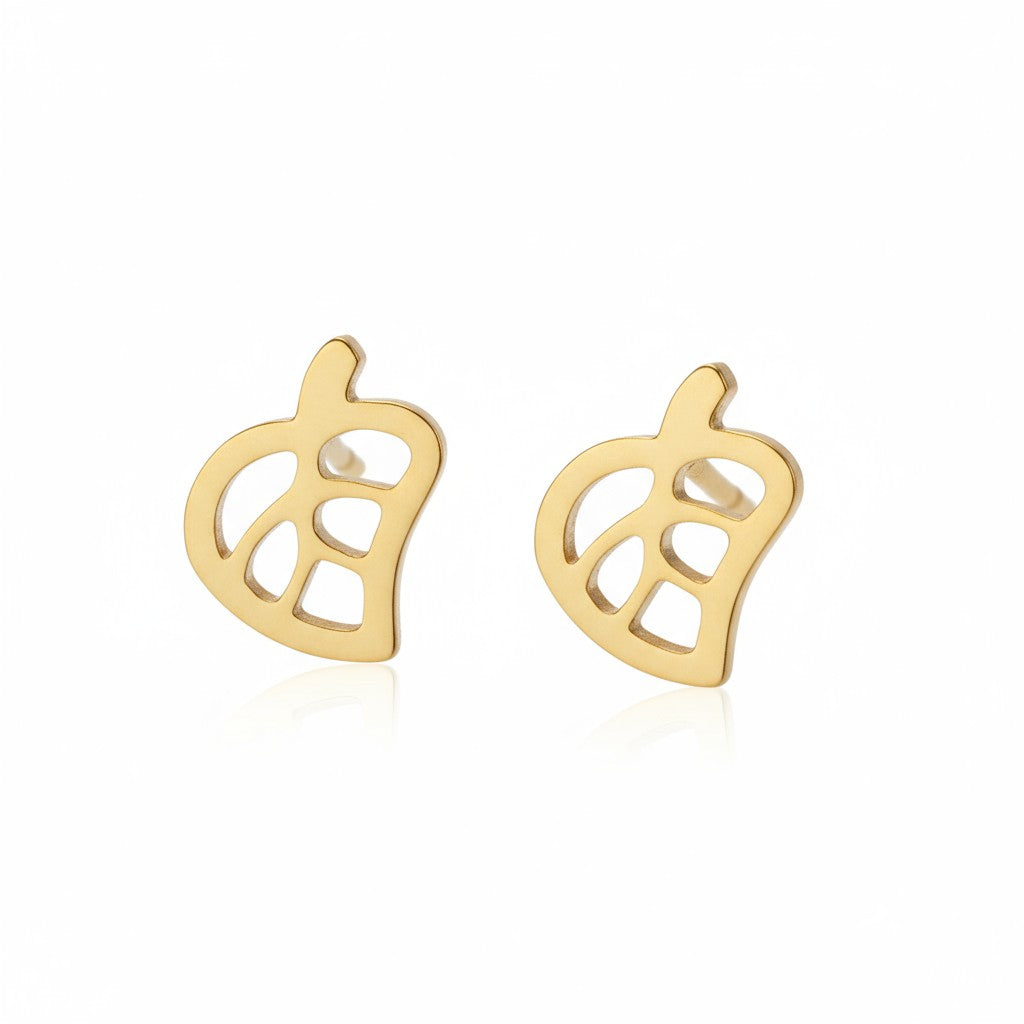 Boucles d'oreilles en forme de feuille dorée 10x8 mm 