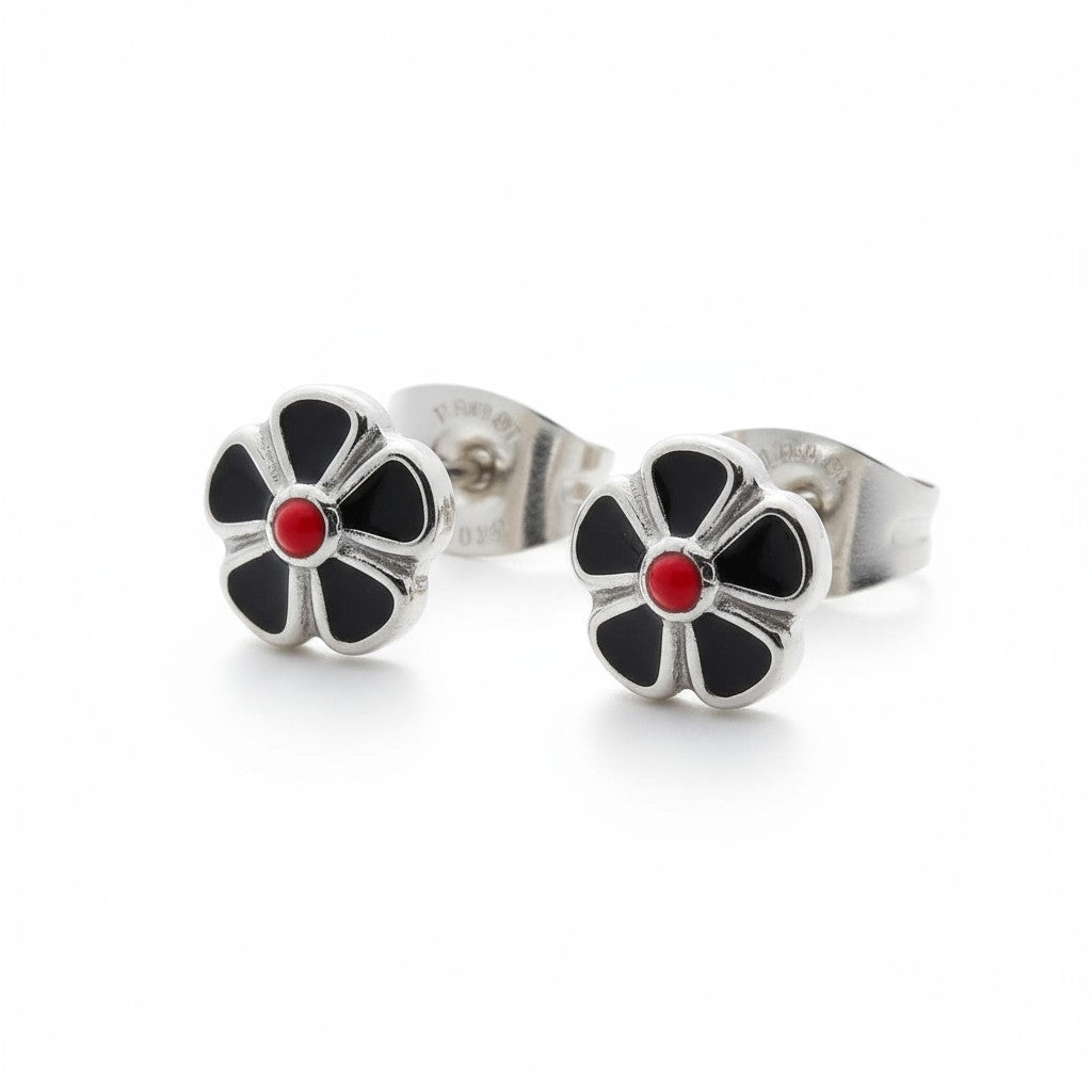 Steel enamel flower earrings 