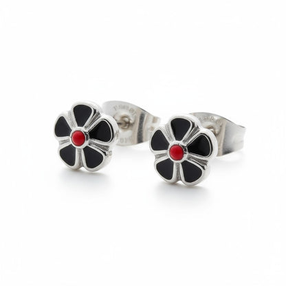 Steel enamel flower earrings 