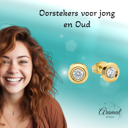 Boucles d'oreilles rondes pour femmes avec cristal - acier inoxydable 