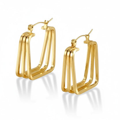 Statement earrings women square - 27mm 