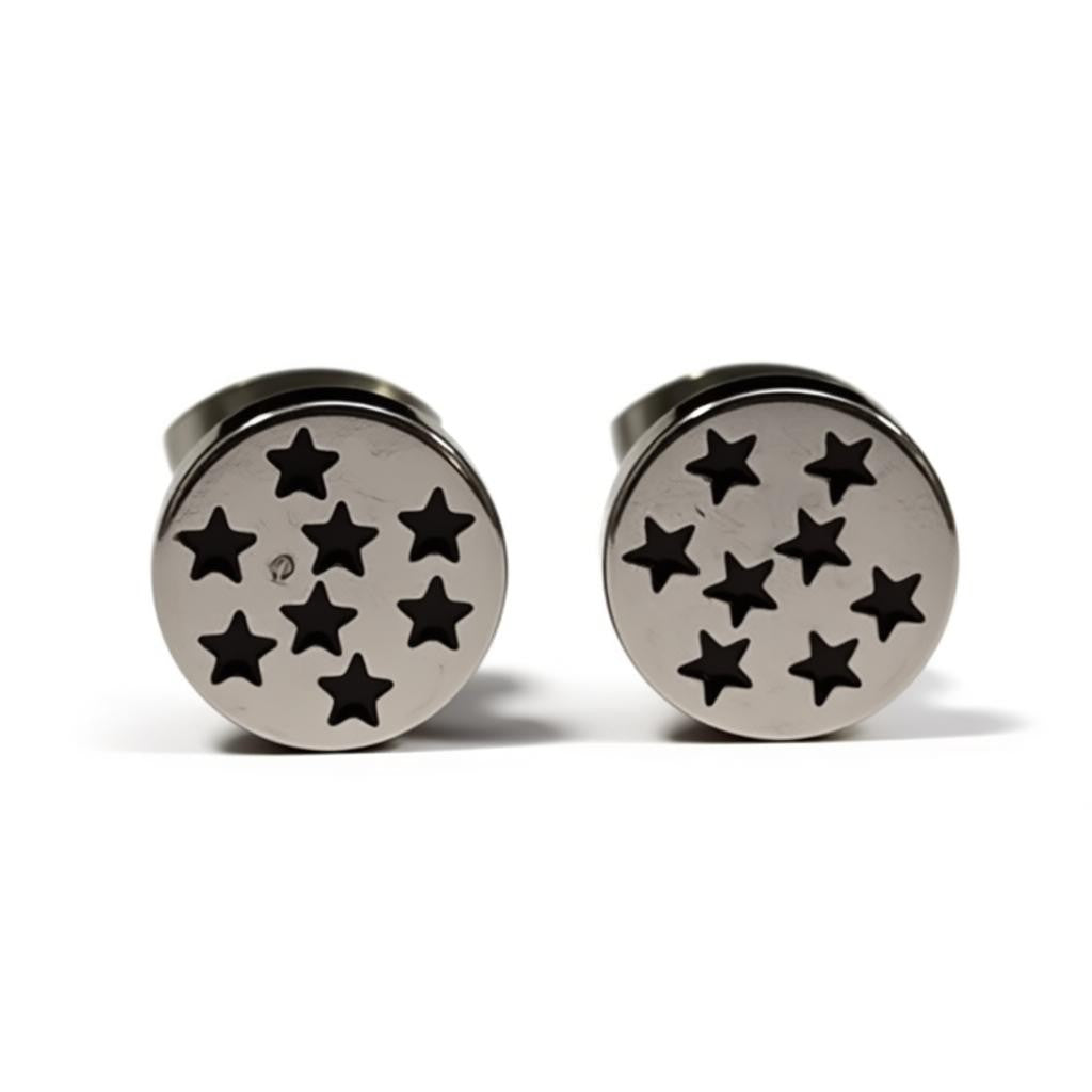 Boucles d'oreilles – Acier inoxydable motif étoile argent/noir (8 mm) 