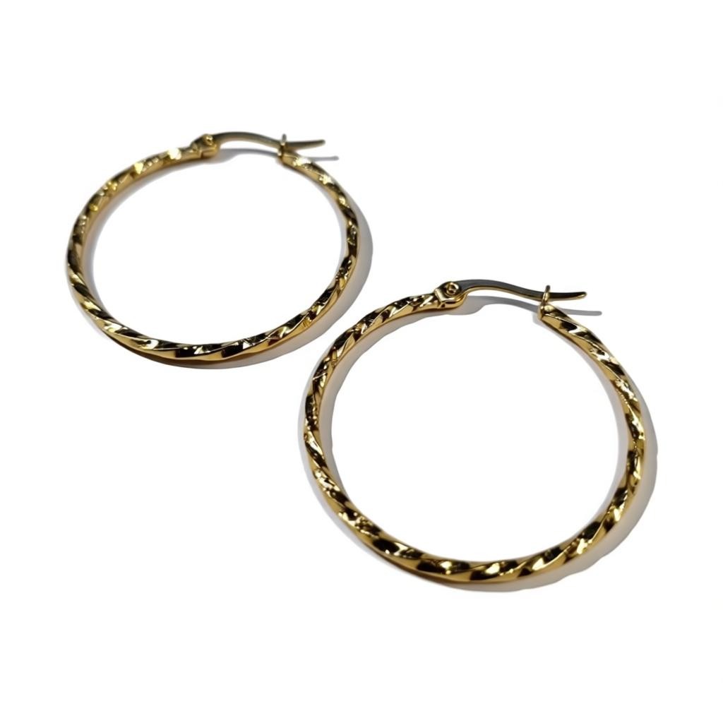 Steel hoop earrings gold-colored