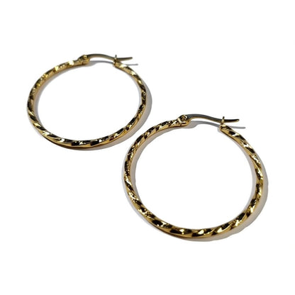 Steel hoop earrings gold-colored