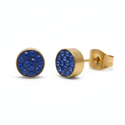 Dark blue crystal stud earrings 6mm 