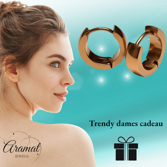 Earrings – Steel Huggies Rose Gold (14x4mm)