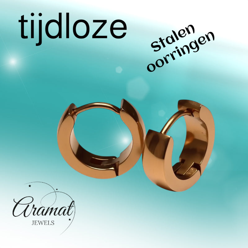 Earrings – Steel Huggies Rose Gold (14x4mm)