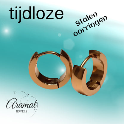 Earrings – Steel Huggies Rose Gold (14x4mm)