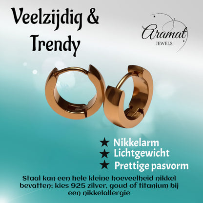 Earrings – Steel Huggies Rose Gold (14x4mm)