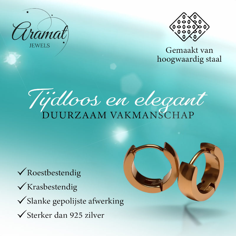 Earrings – Steel Huggies Rose Gold (14x4mm)