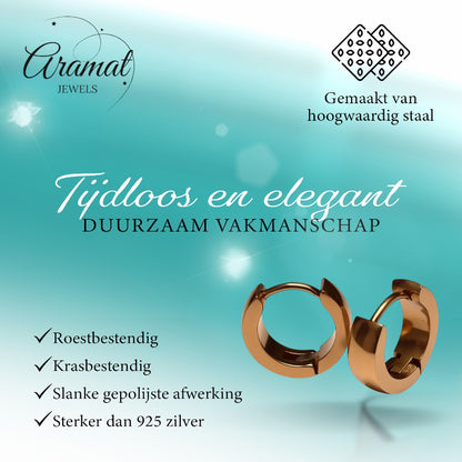 Earrings – Steel Huggies Rose Gold (14x4mm)