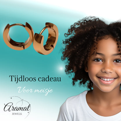 Earrings – Steel Huggies Rose Gold (14x4mm)