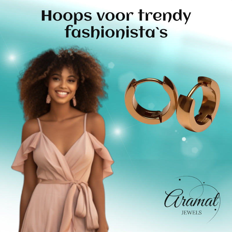 Earrings – Steel Huggies Rose Gold (14x4mm)