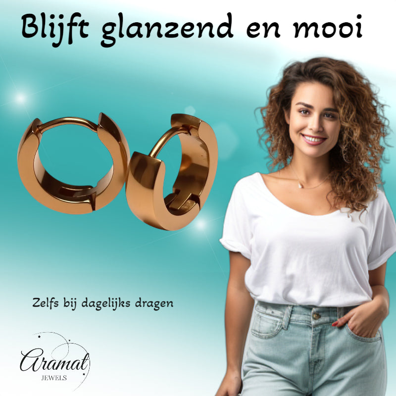 Earrings – Steel Huggies Rose Gold (14x4mm)