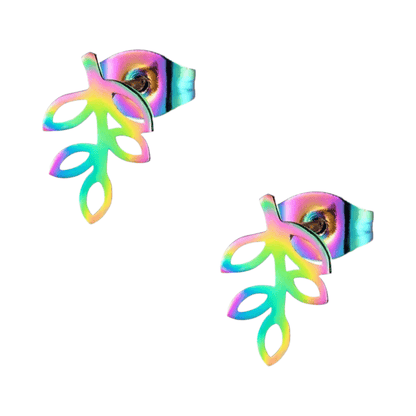 Regenboog blad oorbellen 11×7 mm - oor1959 - Oorbellen kopen# - 11mm - alles - blad